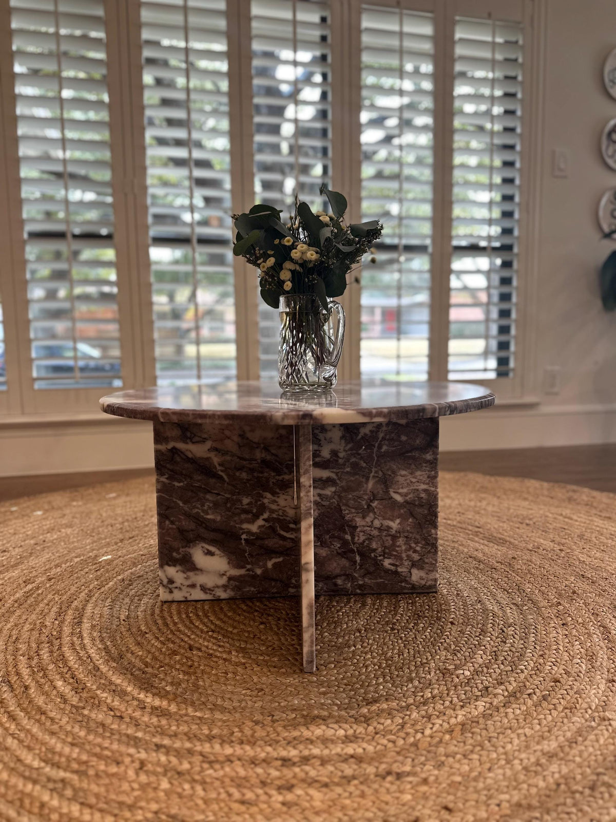Aegean marble ( lilac) end table,side table handmade