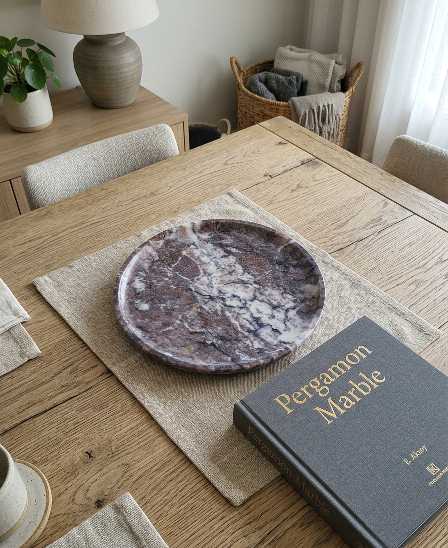 Aegean marble ( lilac) end table,side table handmade