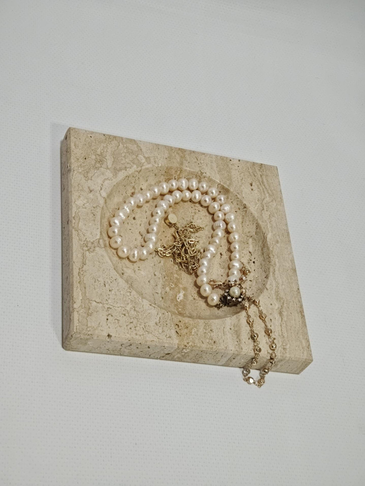 Travertine ring holder catcher handmade from real travertine