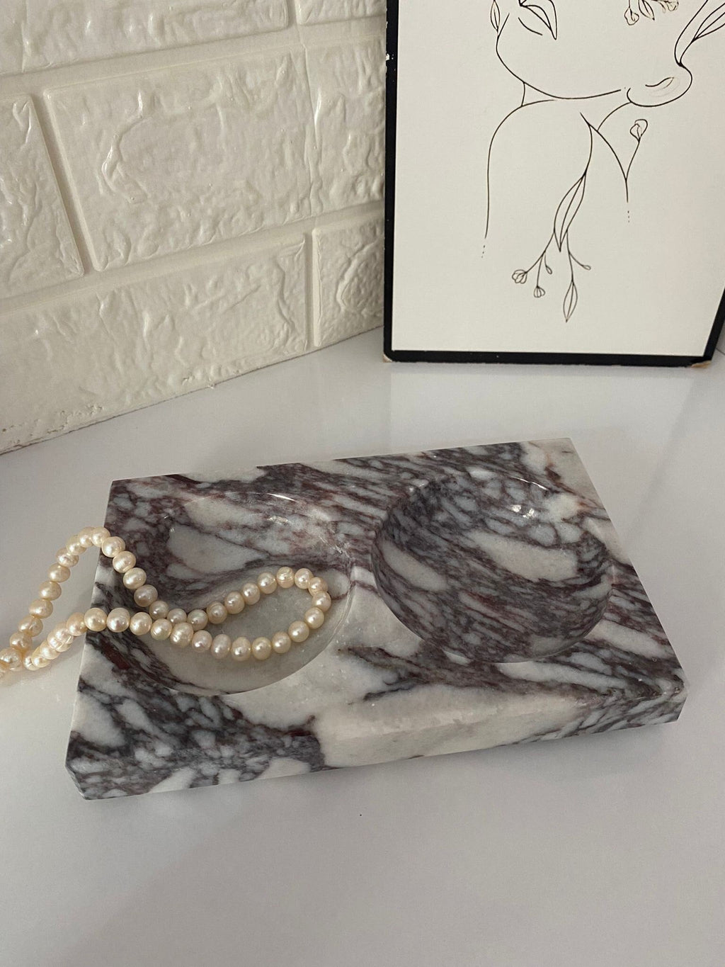Aegean marble ( lilac) end table,side table handmade