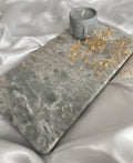 Rectangular Silver Marble Stone Tray: Vanity & Coffee Table Decor