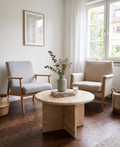 Travertine coffee table, disassembled model, 60 cm diameter.