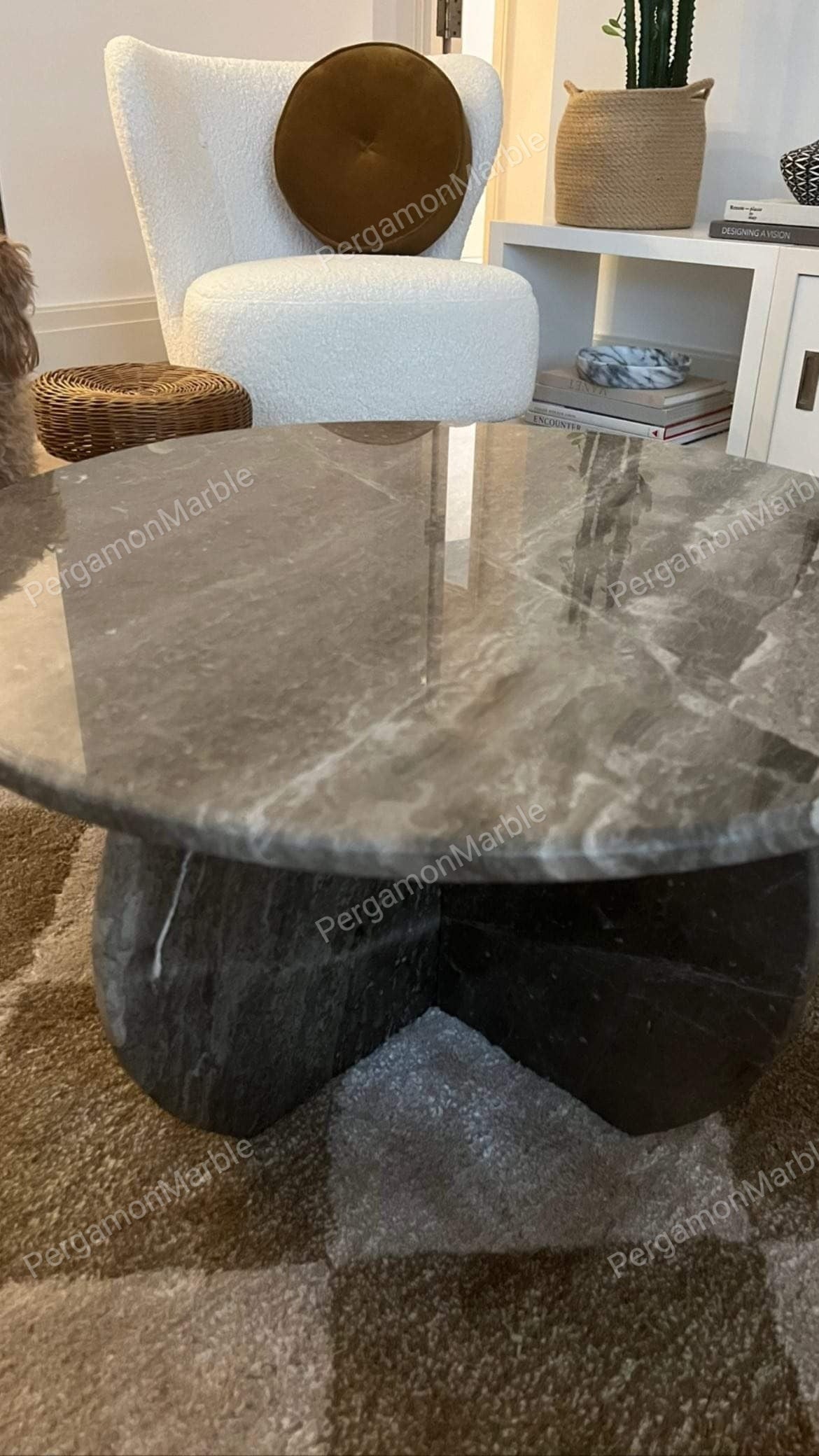 Aegean marble ( lilac) end table,side table handmade
