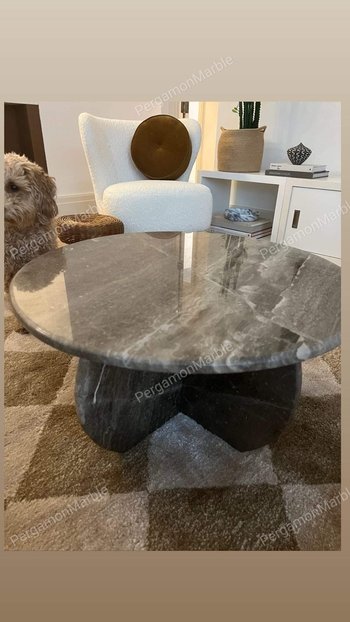 Aegean marble ( lilac) end table,side table handmade