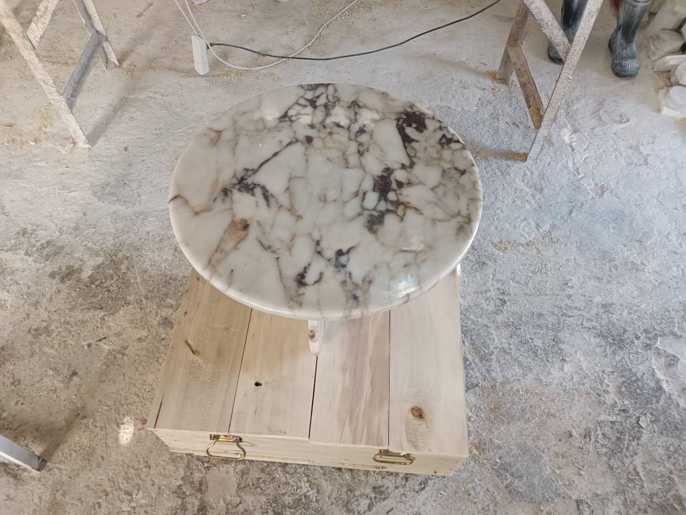 Aegean marble ( lilac) end table,side table handmade