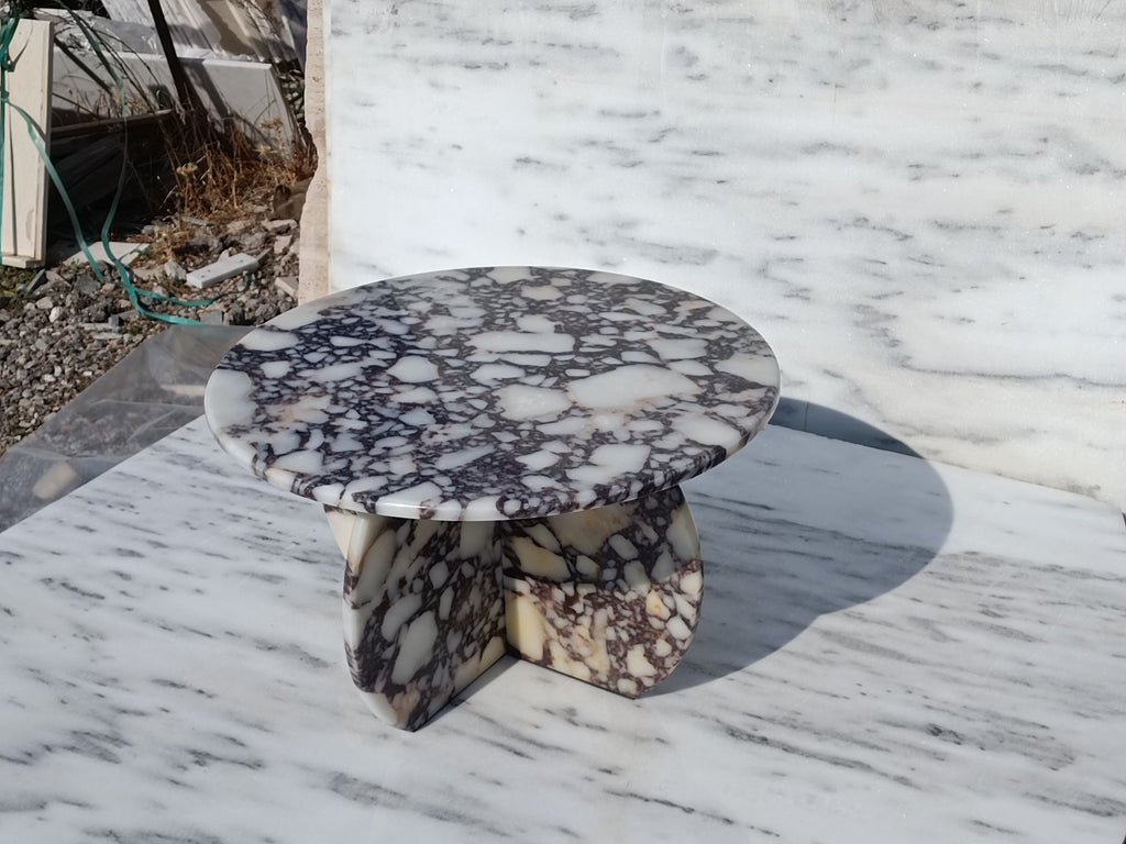Aegean marble ( lilac) end table,side table handmade