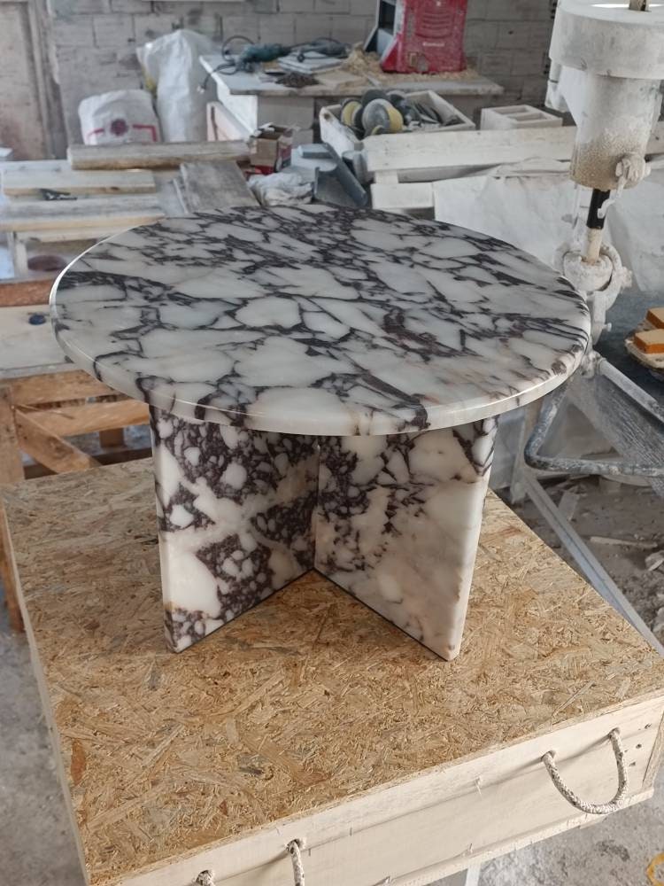 Aegean marble ( lilac) end table,side table handmade