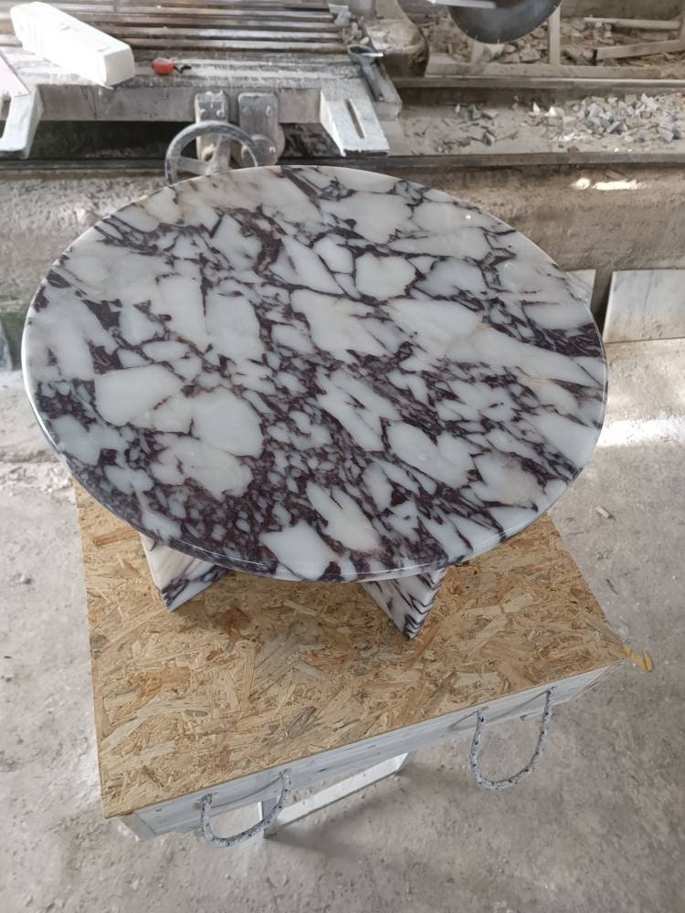 Aegean marble ( lilac) end table,side table handmade