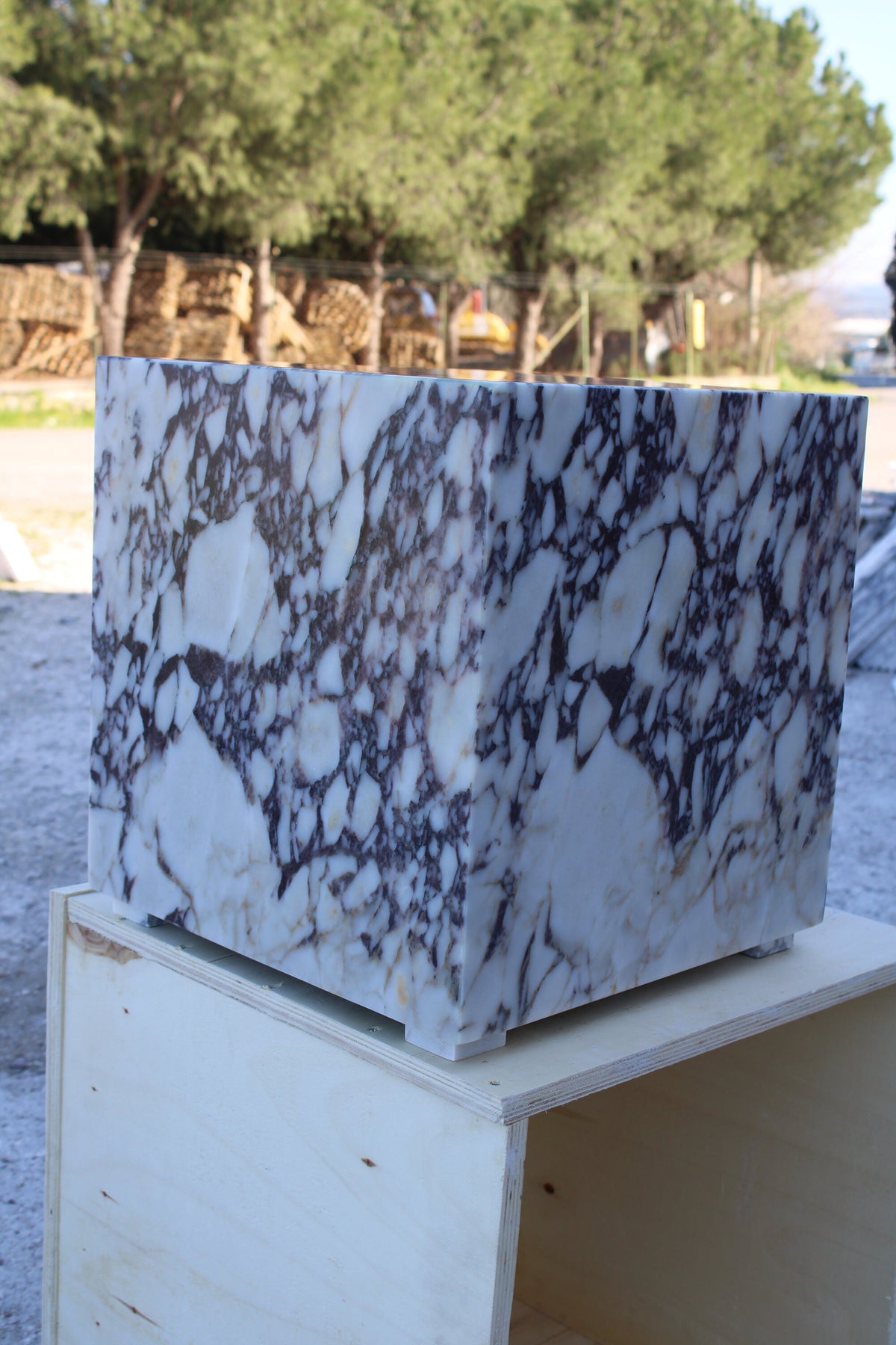 Aegean marble ( lilac) end table,side table handmade