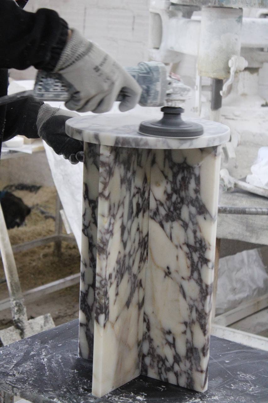 Aegean marble ( lilac) end table,side table handmade