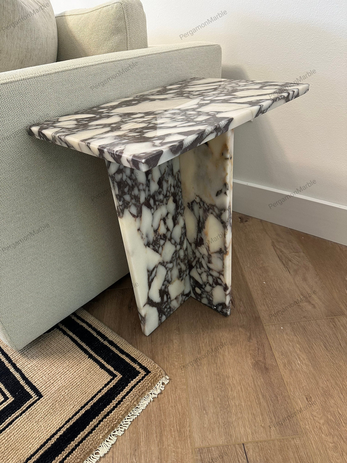 Aegean marble ( lilac) end table,side table handmade