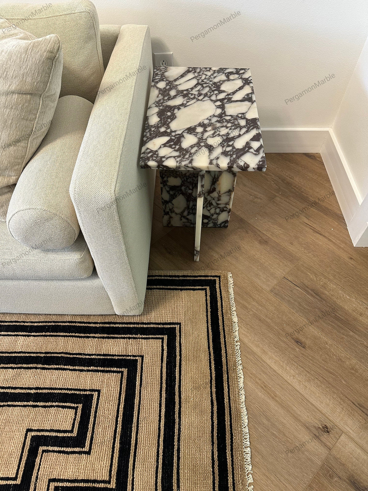 Aegean marble ( lilac) end table,side table handmade