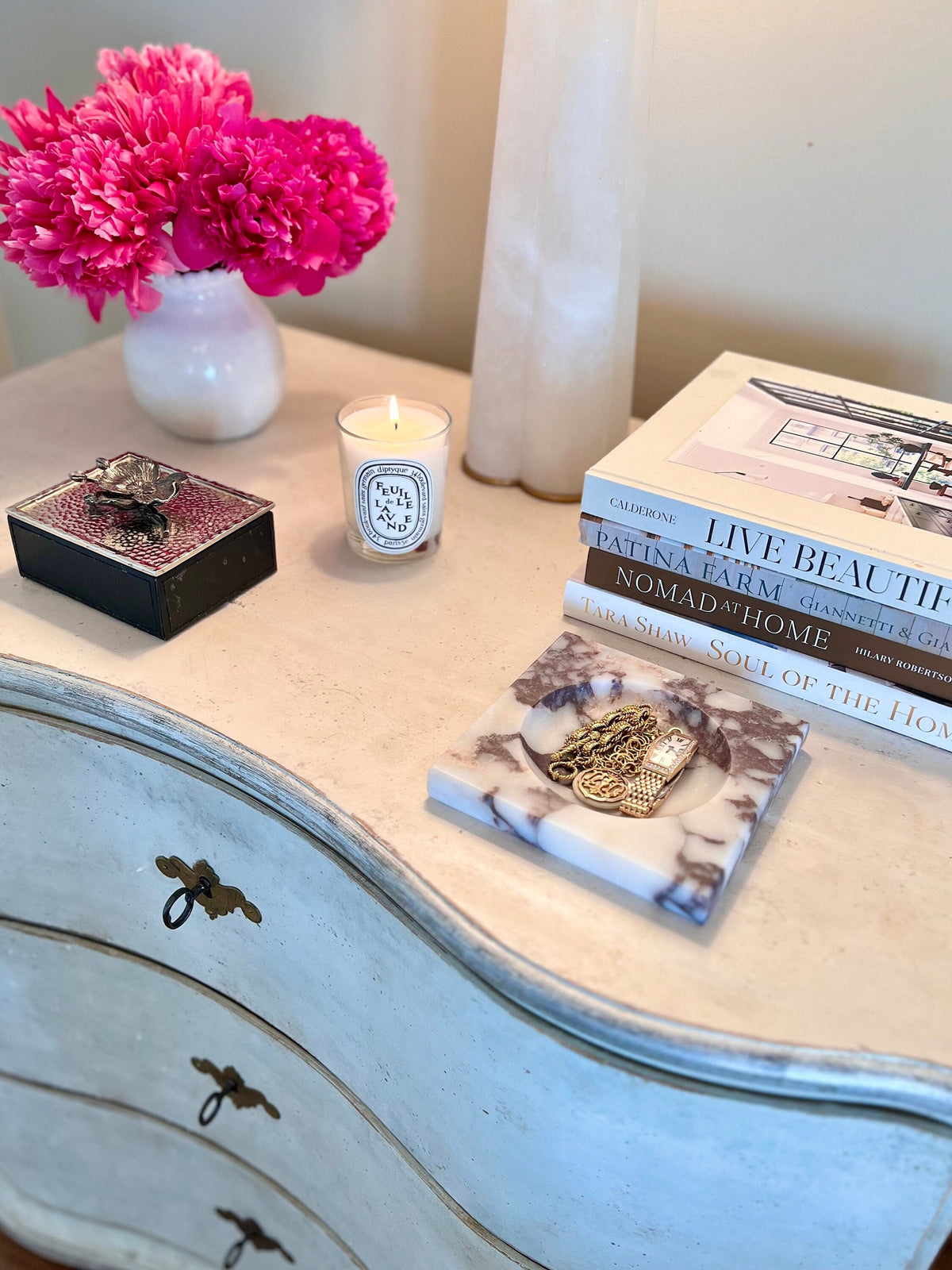 Aegean marble ( lilac) end table,side table handmade