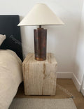 Handmade Travertine Cube Table: Nightstand End Table (17.7" Height)