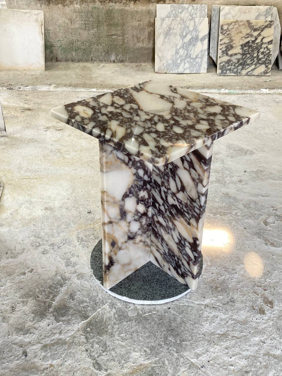 Aegean marble ( lilac) end table,side table handmade