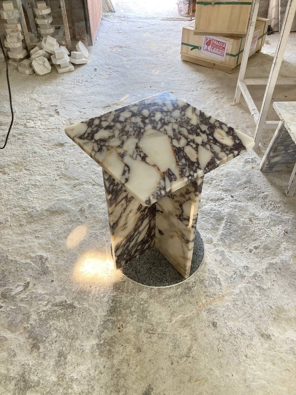 Aegean marble ( lilac) end table,side table handmade