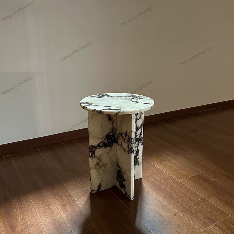 Aegean marble ( lilac) end table,side table handmade