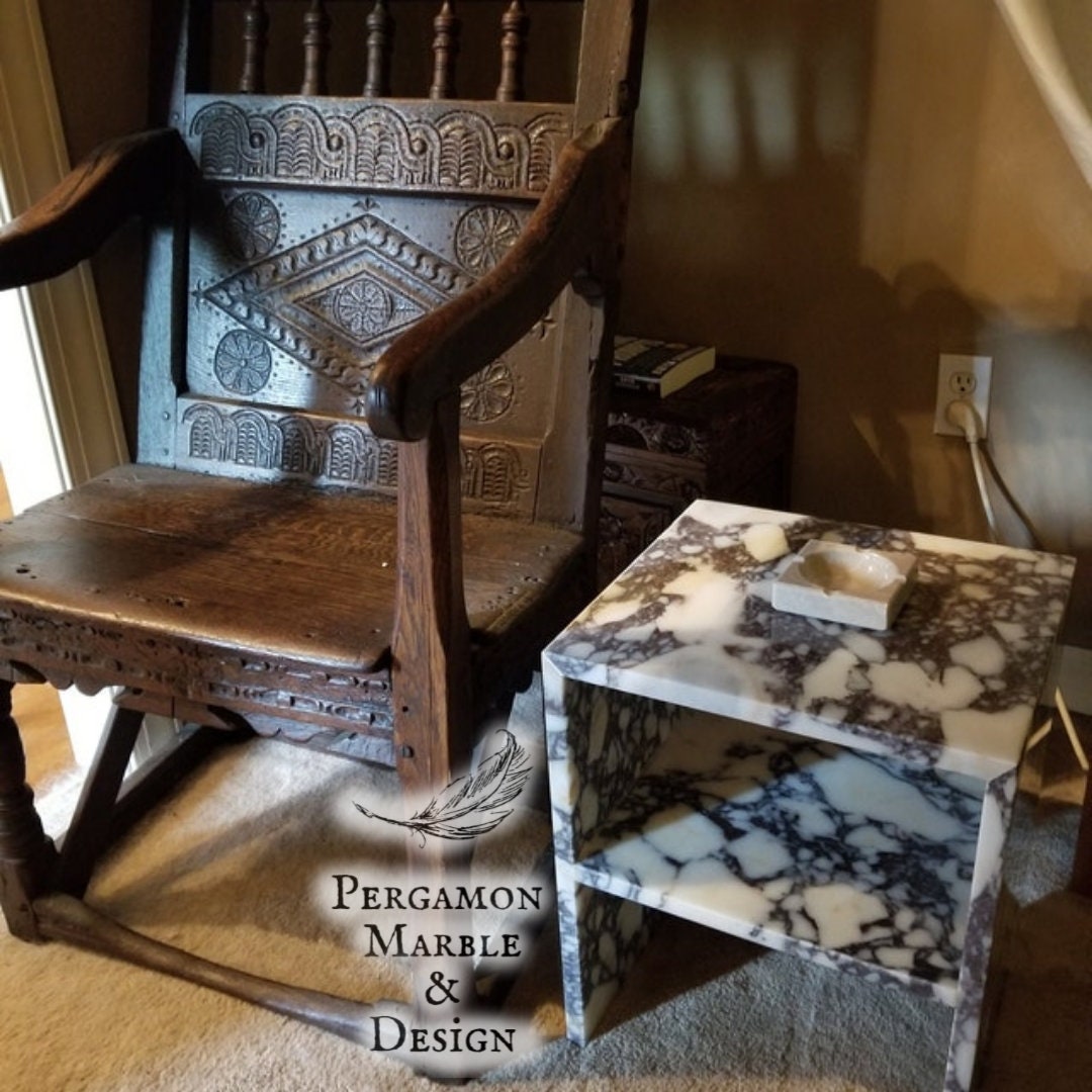 Aegean marble ( lilac) end table,side table handmade