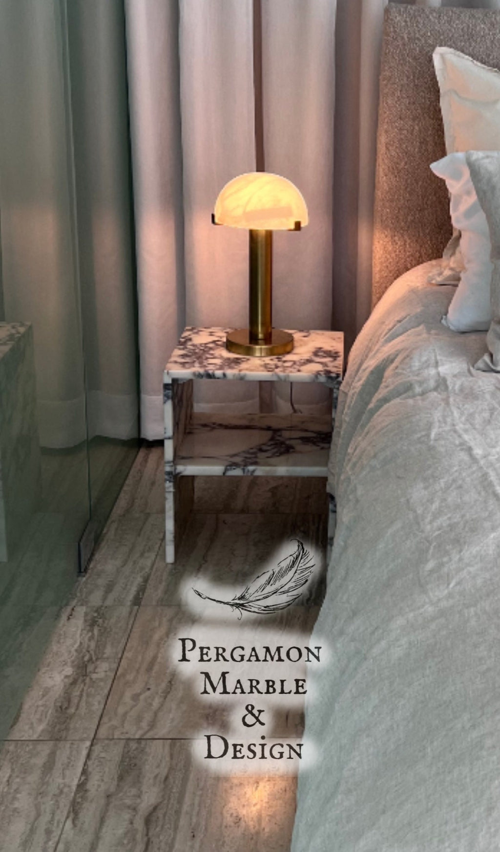 Aegean marble ( lilac) end table,side table handmade