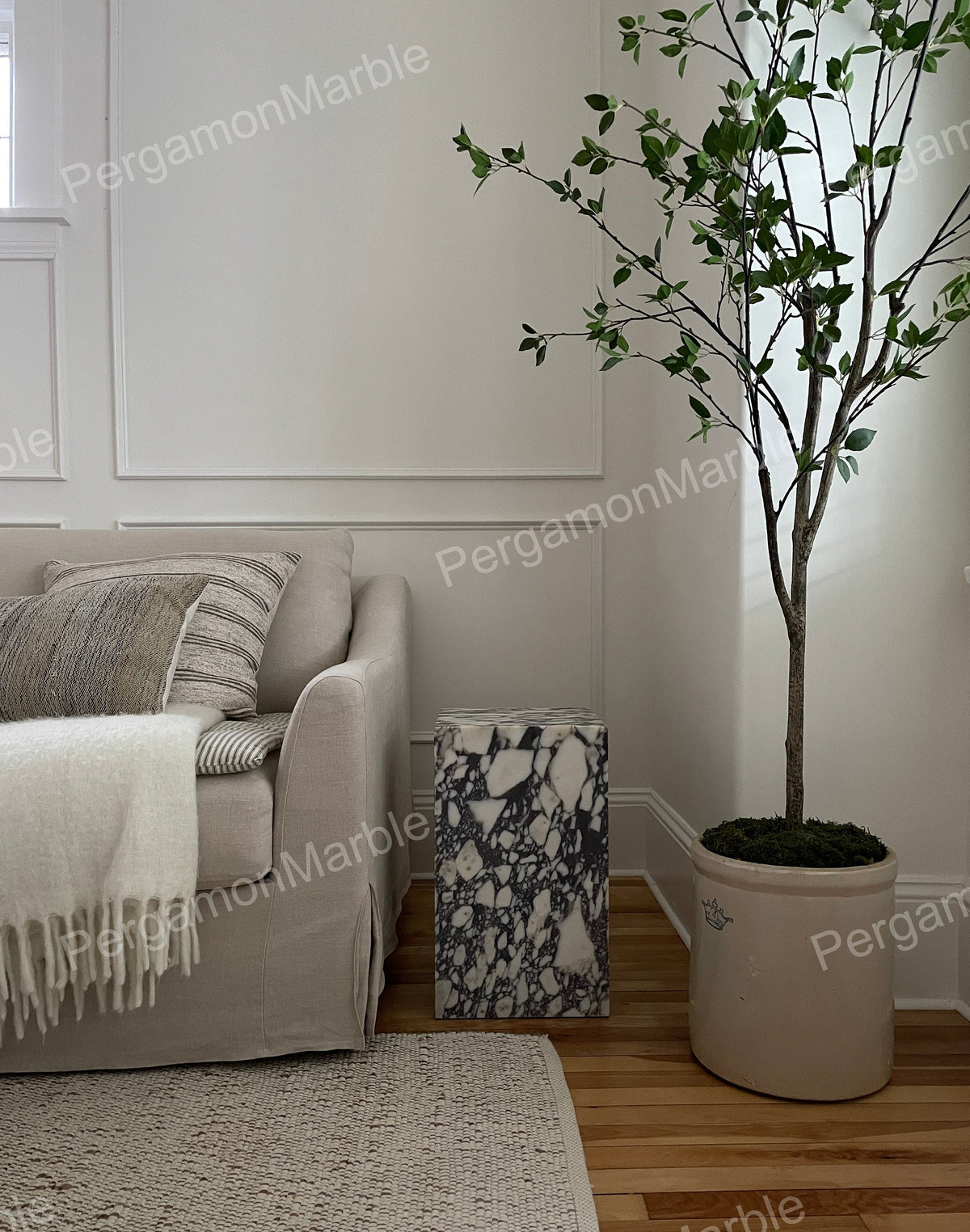 Aegean marble ( lilac) end table,side table handmade