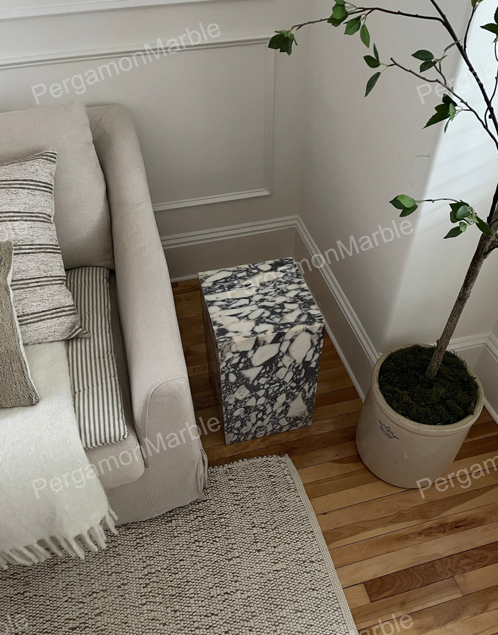 Aegean marble ( lilac) end table,side table handmade