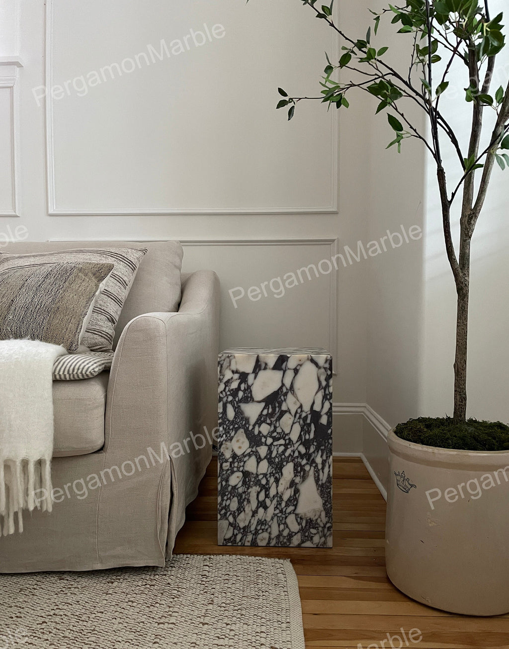 Aegean marble ( lilac) end table,side table handmade