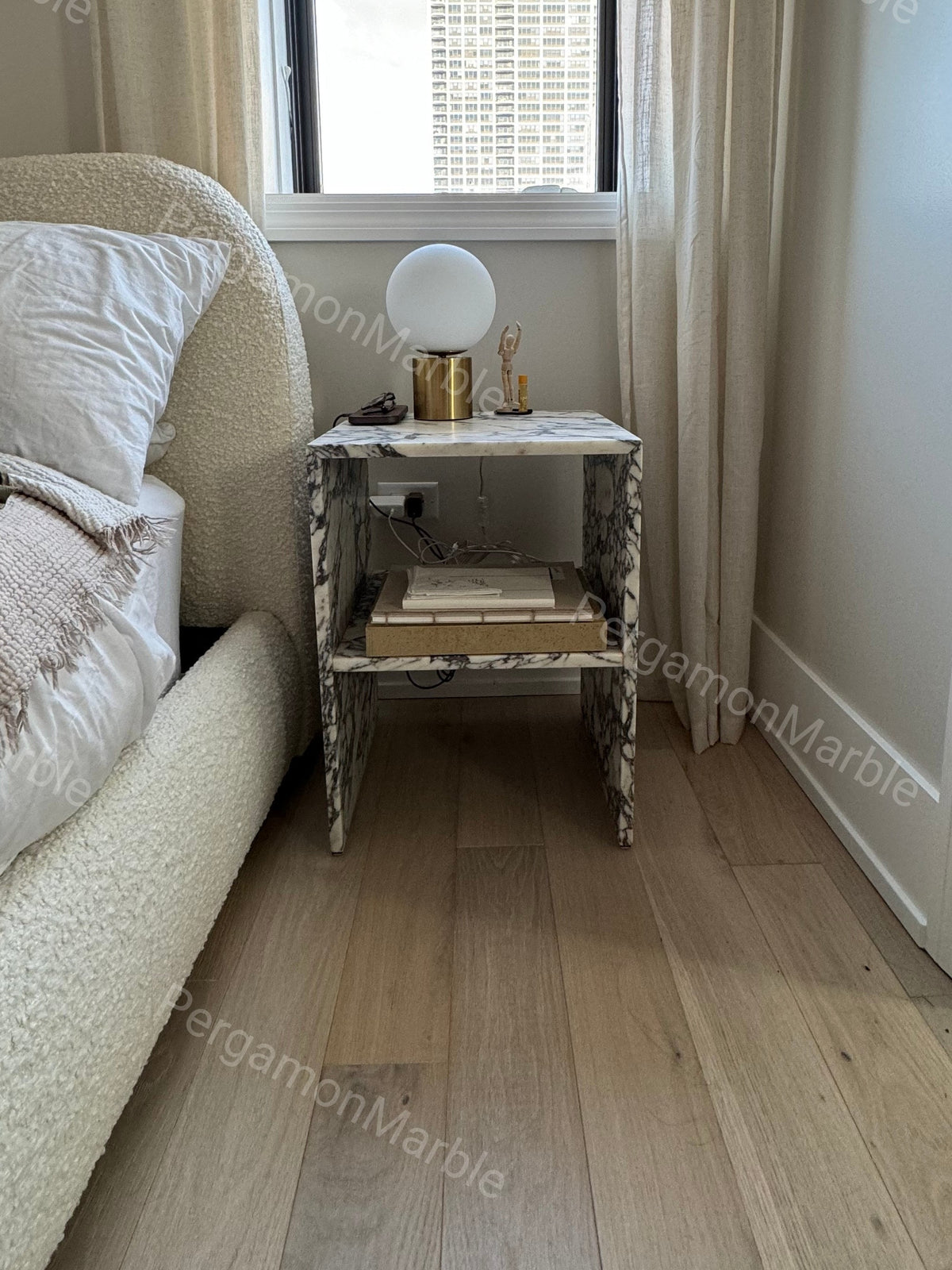 Aegean marble ( lilac) end table,side table handmade