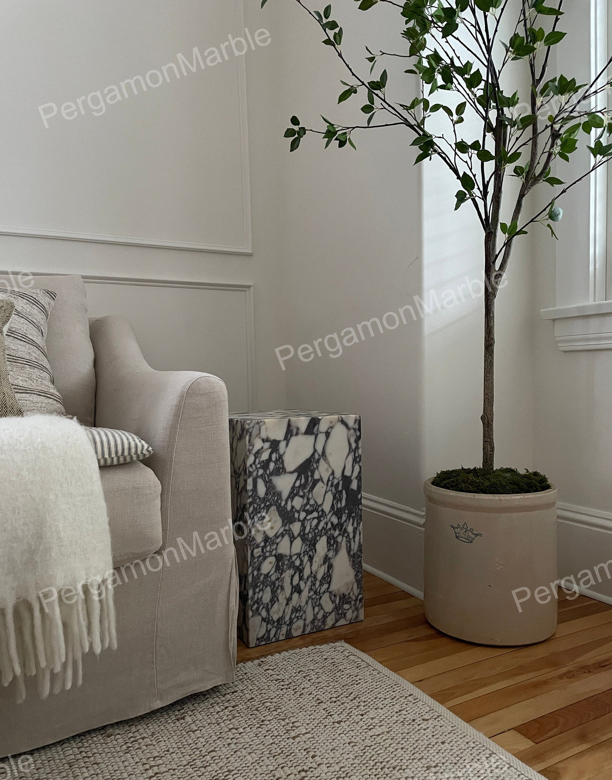 Aegean marble ( lilac) end table,side table handmade