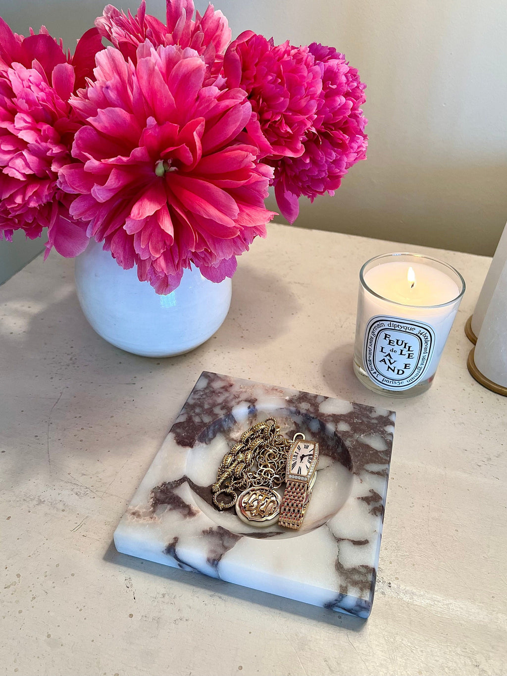 Aegean marble ( lilac) end table,side table handmade