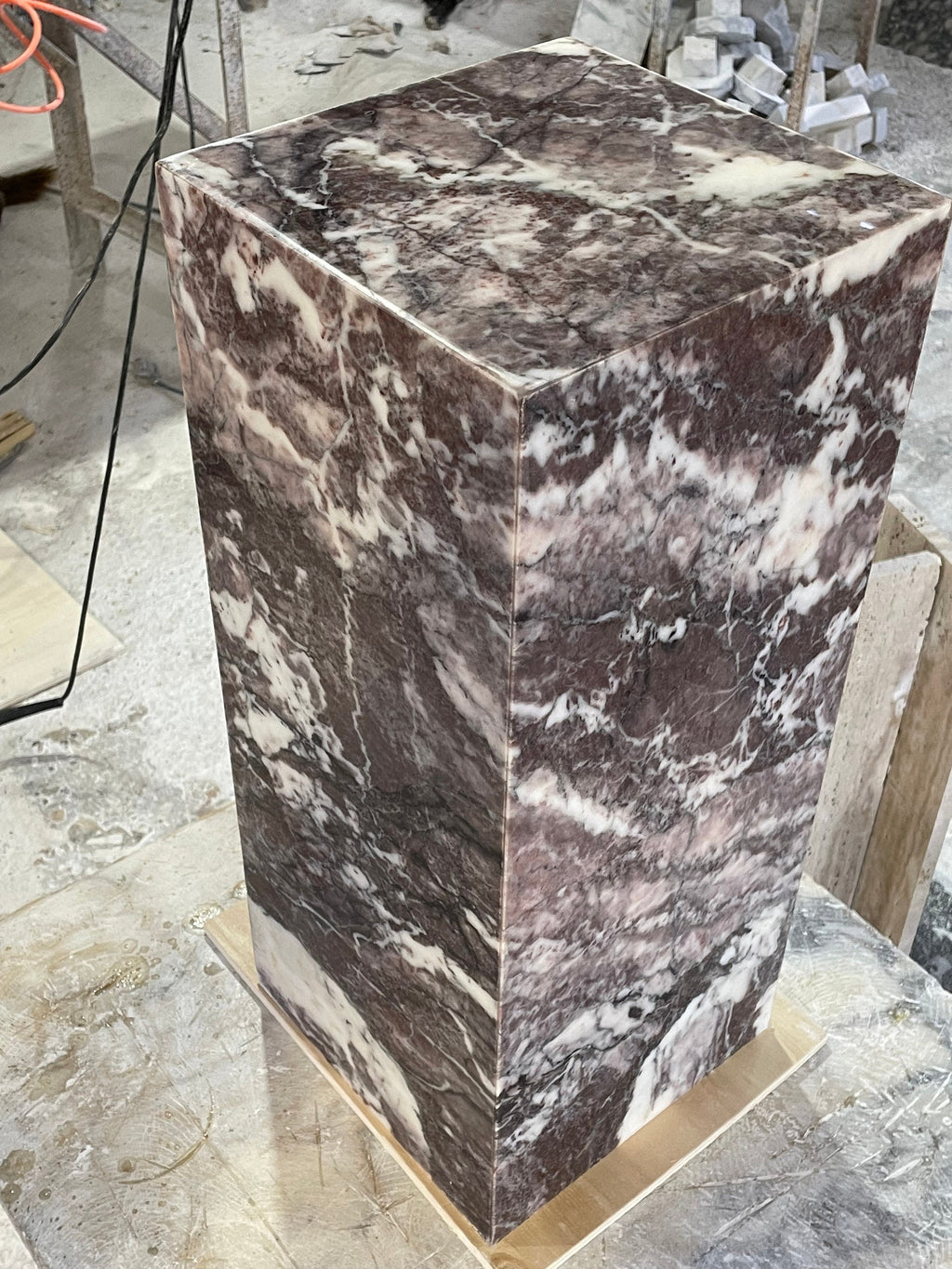 Aegean marble ( lilac) end table,side table handmade