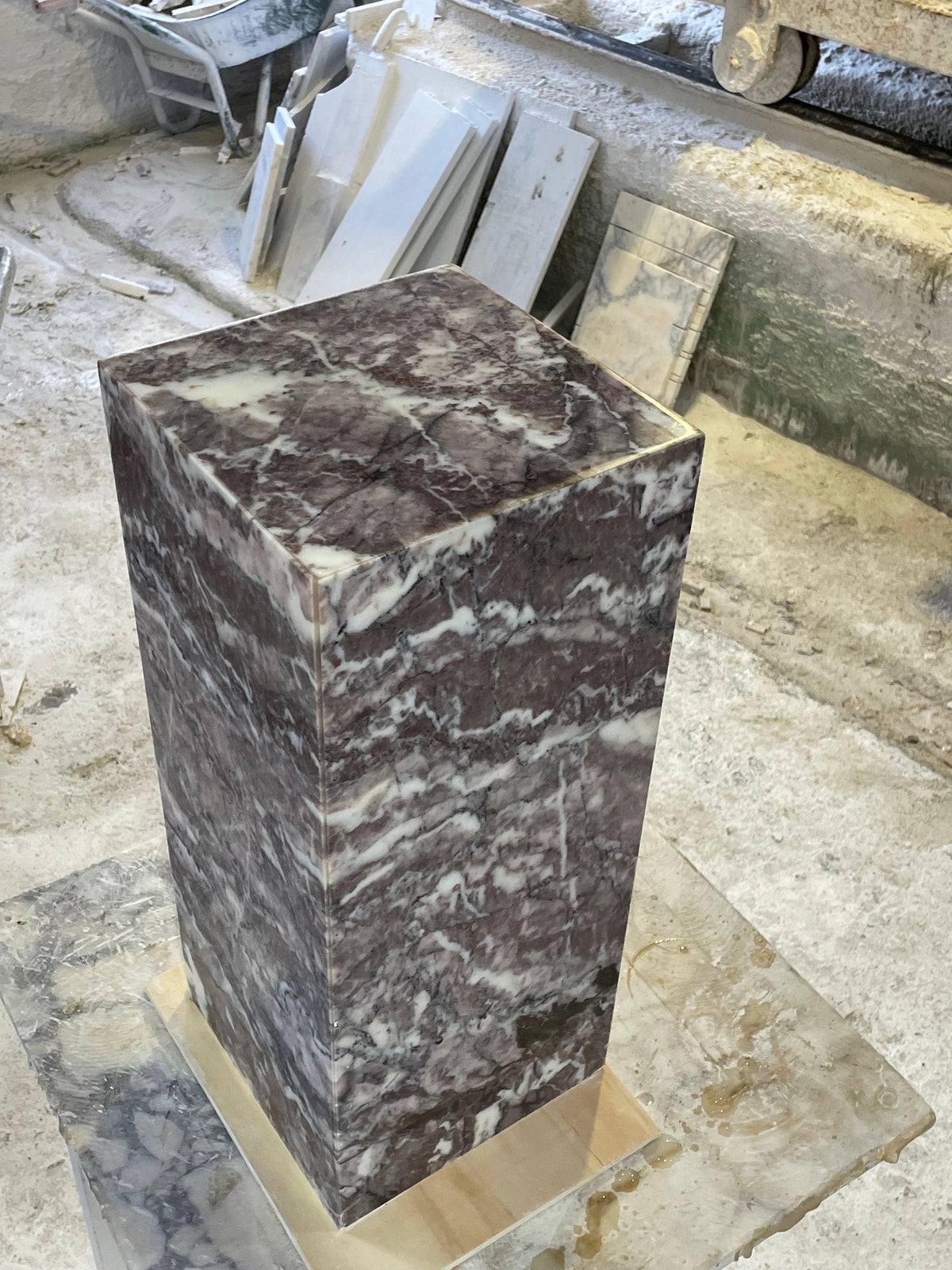 Aegean marble ( lilac) end table,side table handmade