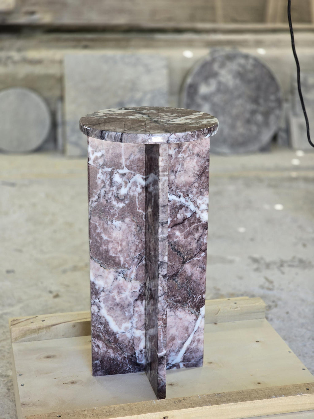 Aegean marble ( lilac) end table,side table handmade