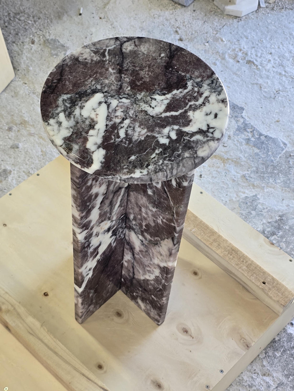 Aegean marble ( lilac) end table,side table handmade