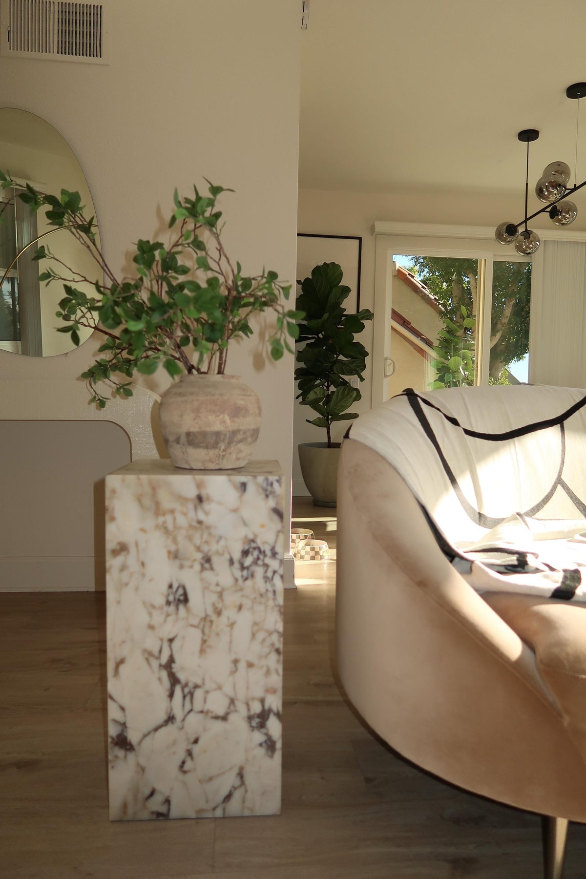 Aegean marble ( lilac) end table,side table handmade