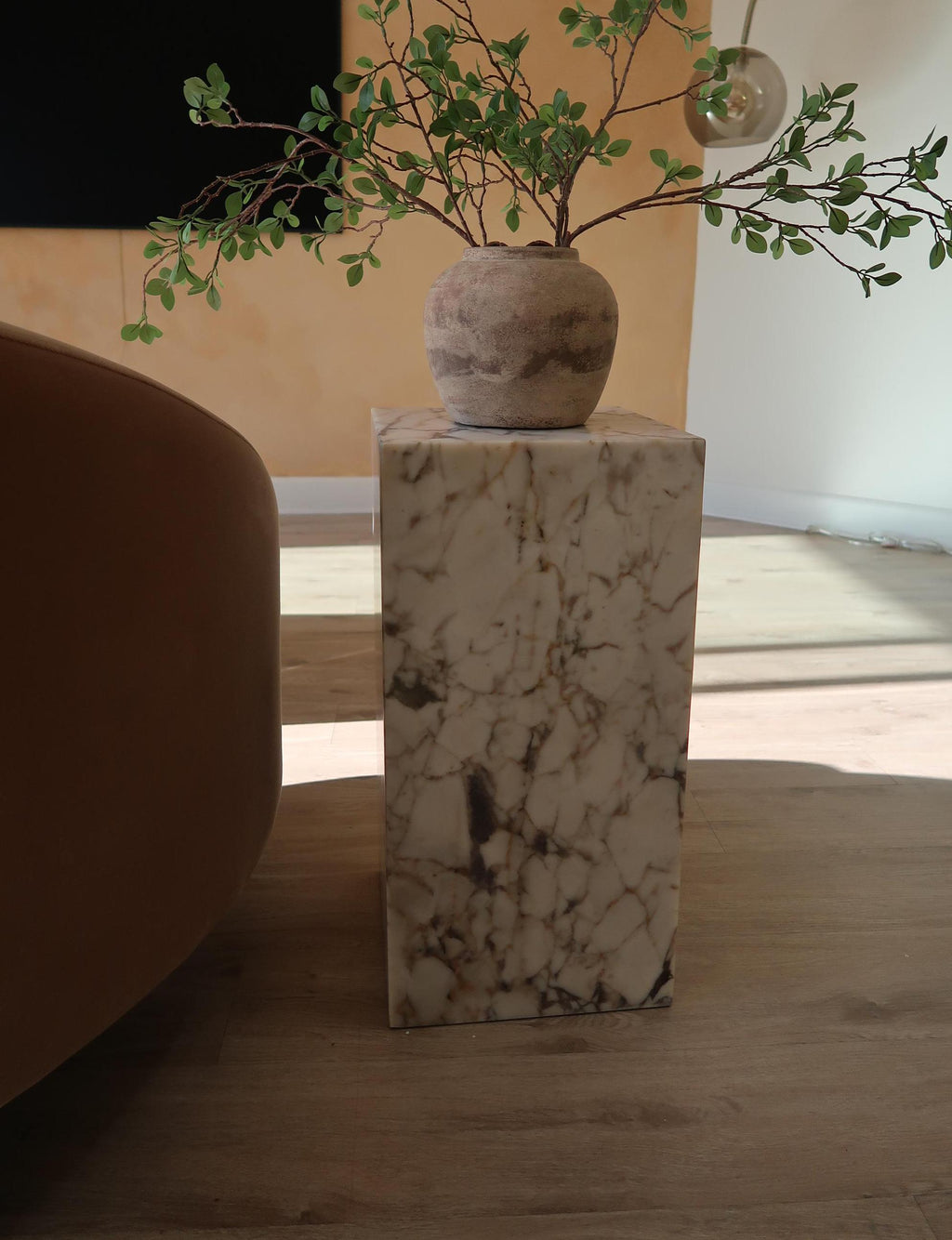 Aegean marble ( lilac) end table,side table handmade
