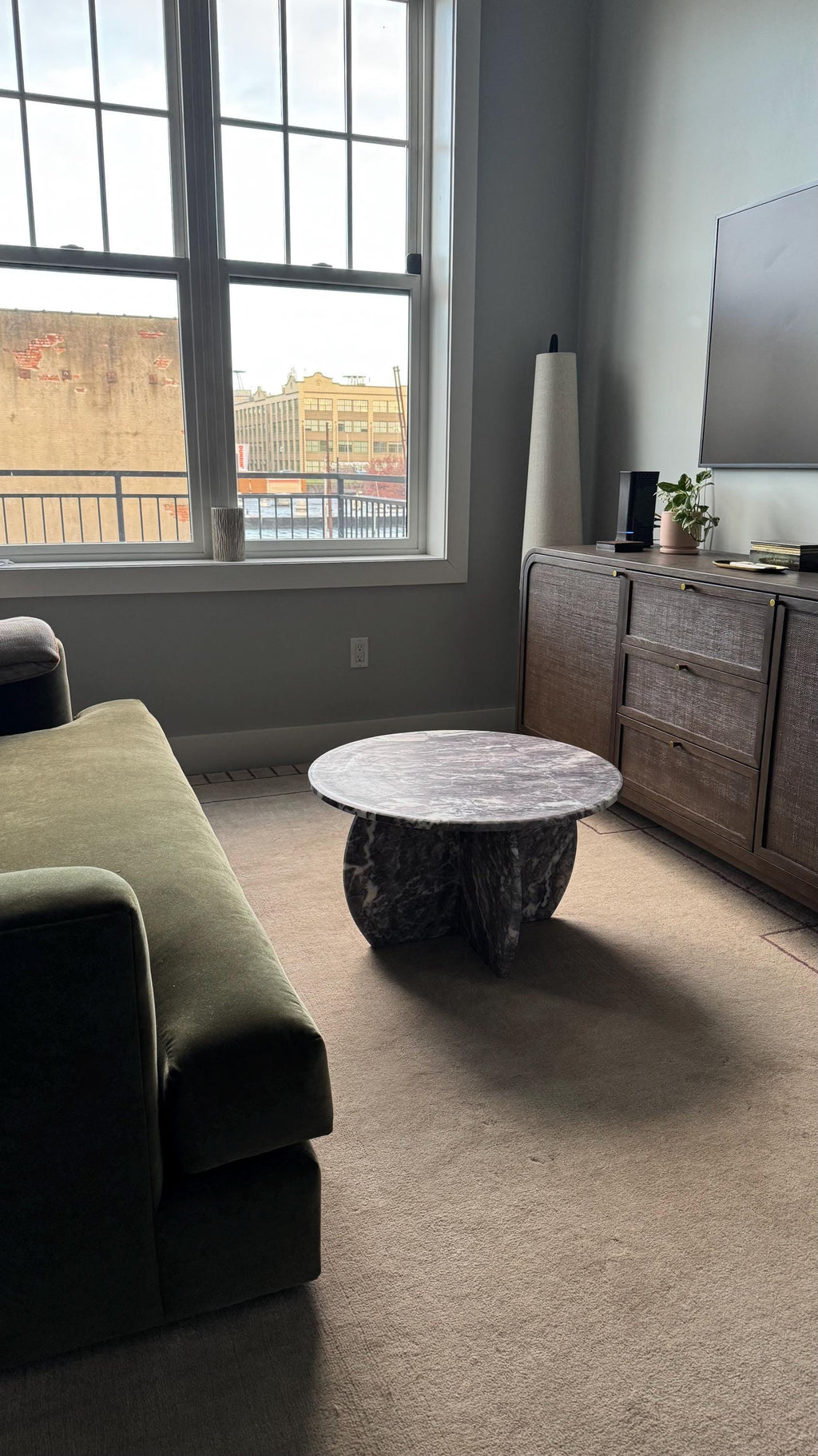 Aegean marble ( lilac) end table,side table handmade