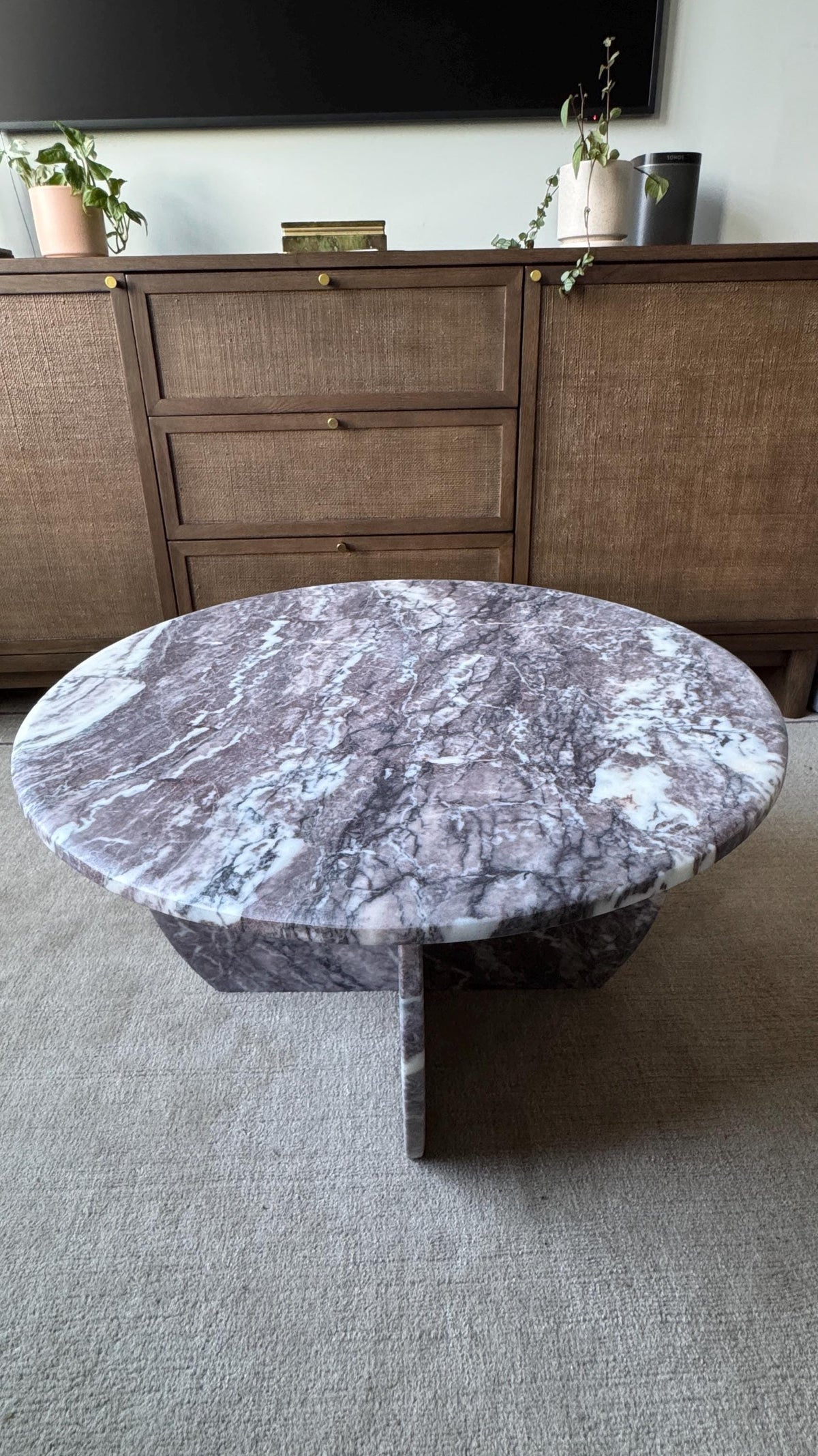 Aegean marble ( lilac) end table,side table handmade