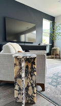 Aegean marble ( lilac) end table,side table handmade