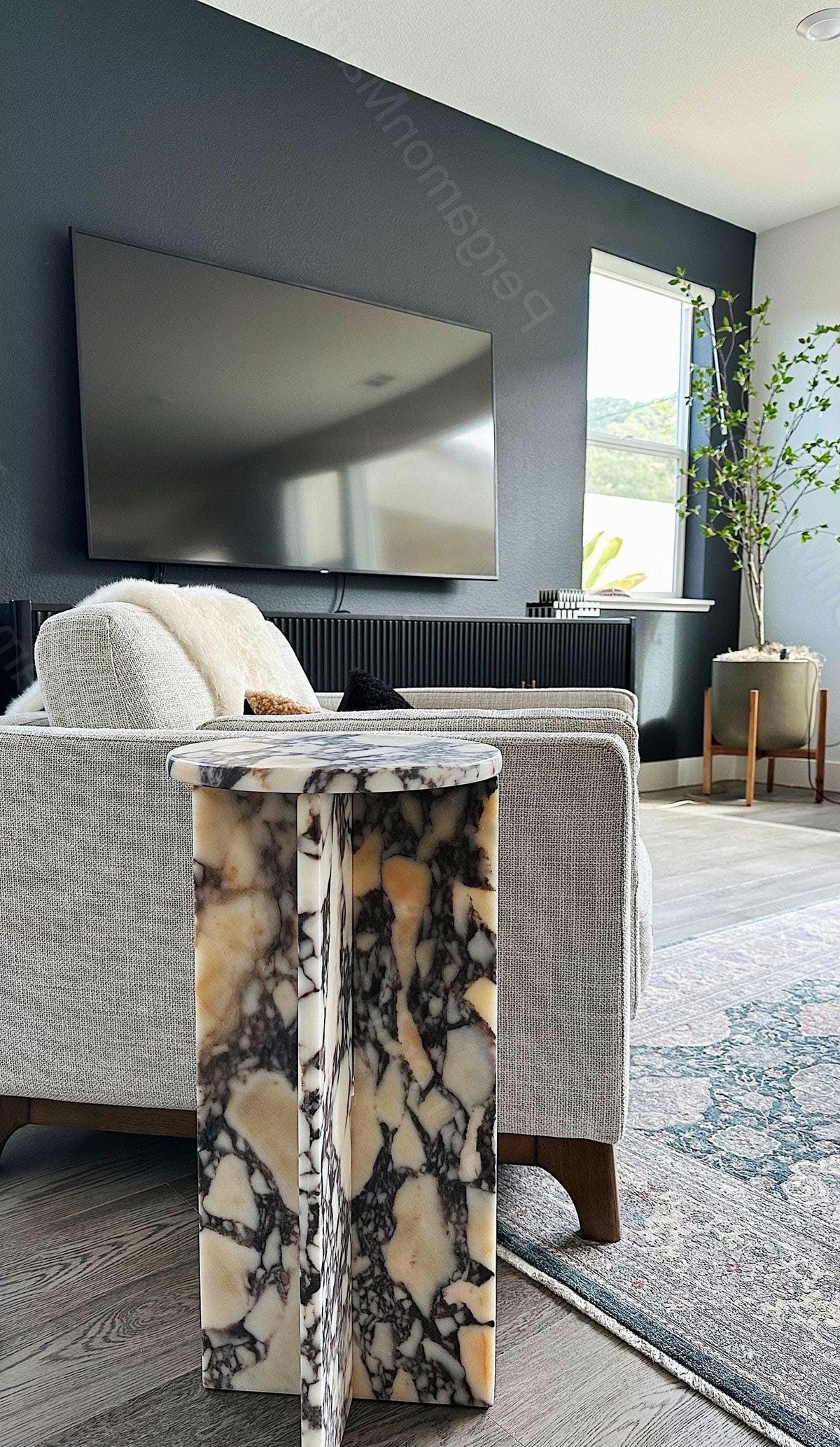 Aegean marble ( lilac) end table,side table handmade