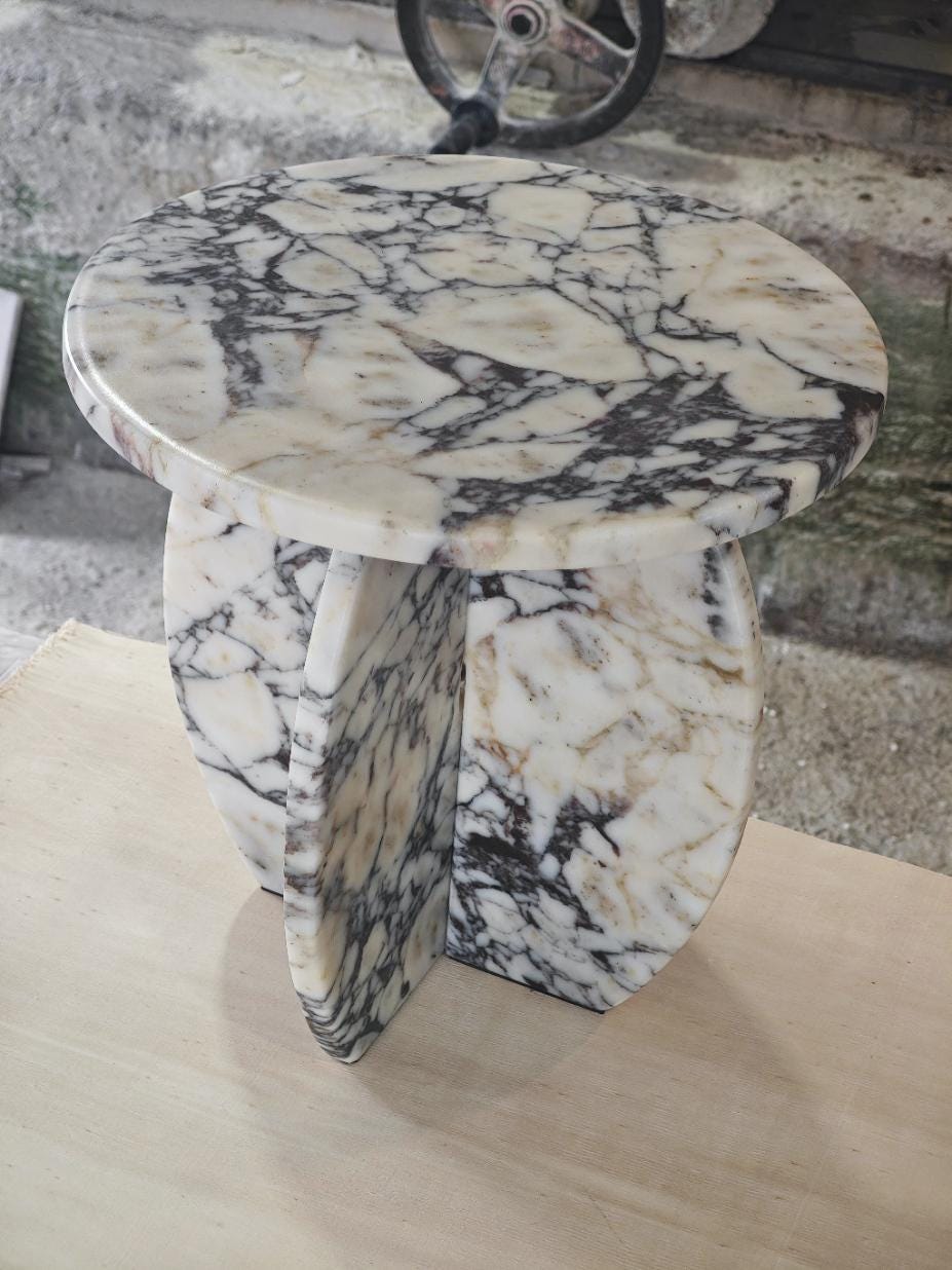 Aegean marble ( lilac) end table,side table handmade