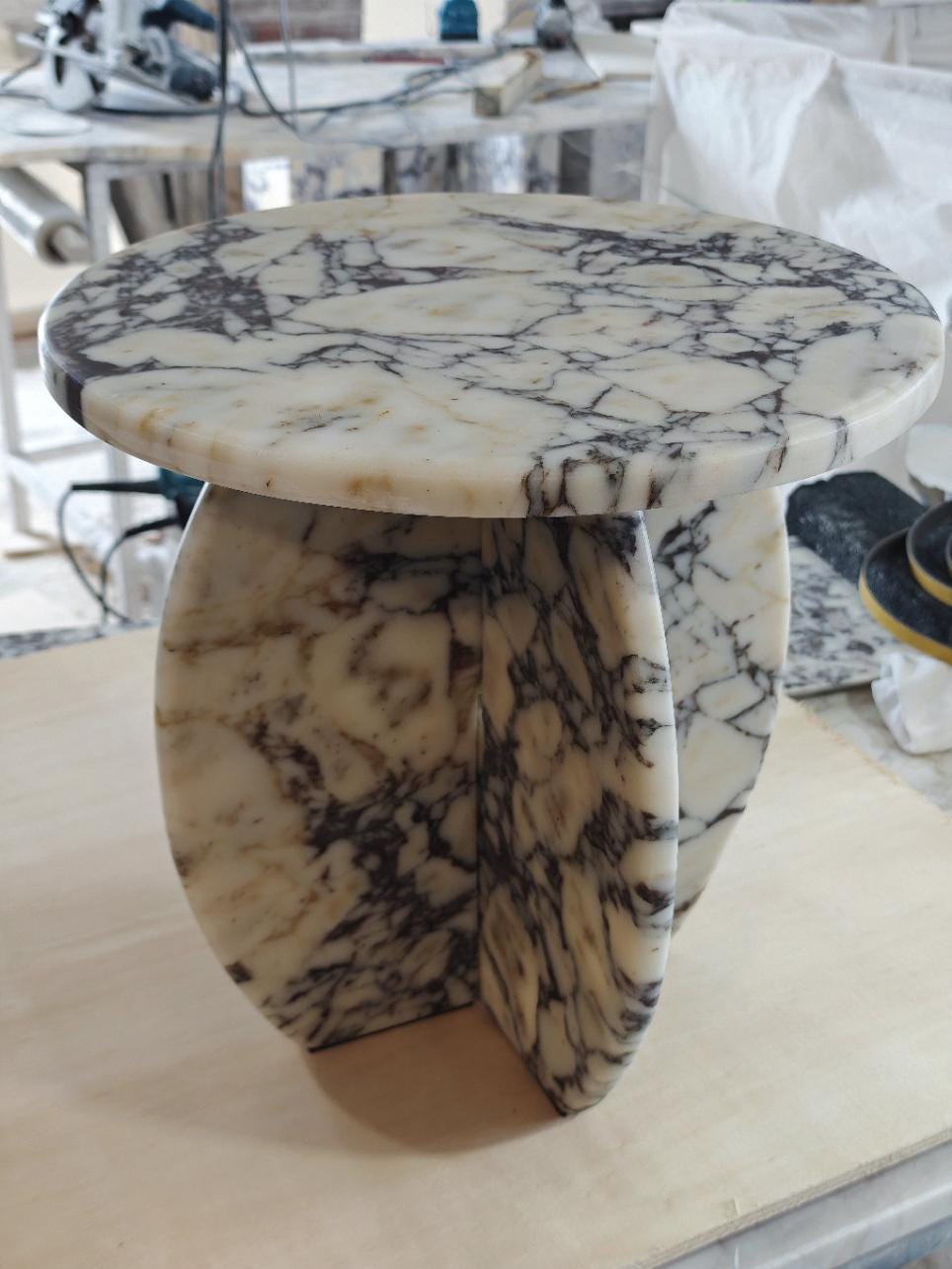 Aegean marble ( lilac) end table,side table handmade