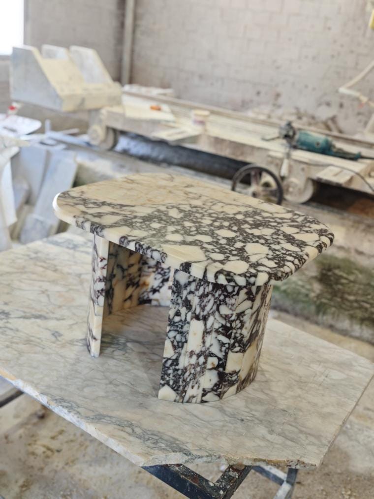 Aegean marble ( lilac) end table,side table handmade