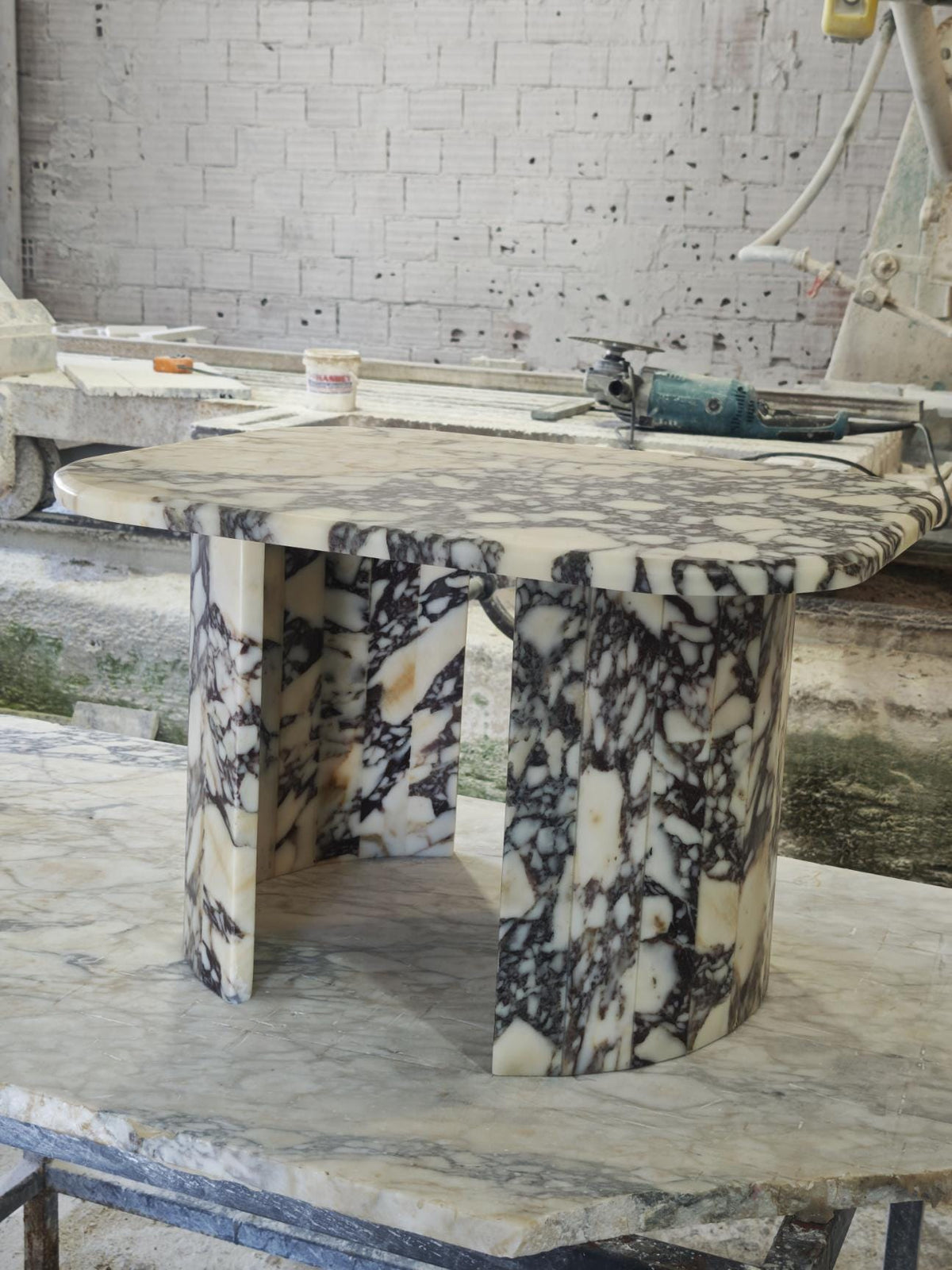 Aegean marble ( lilac) end table,side table handmade