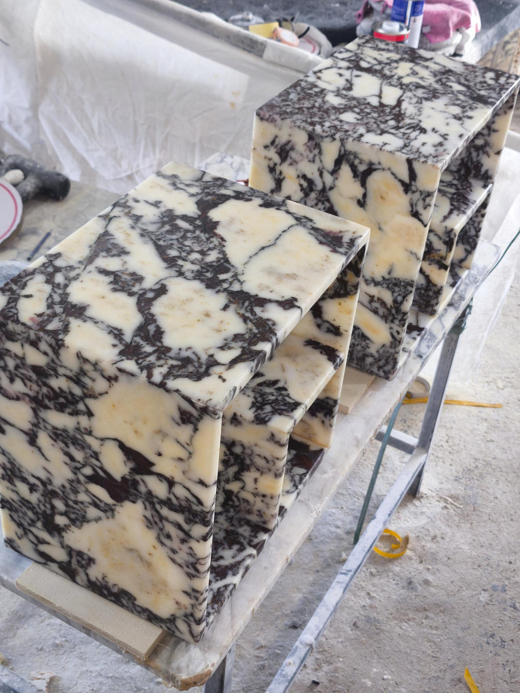 Aegean marble ( lilac) end table,side table handmade