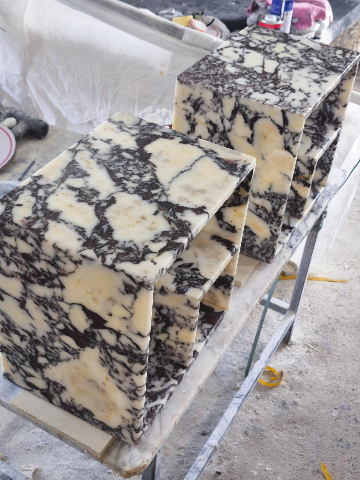 Aegean marble ( lilac) end table,side table handmade