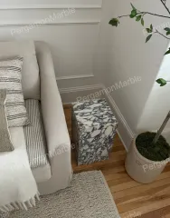 Calacatta viola Mermeri Küp sehpa  - yan sehpa