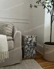 Calacatta viola Mermeri Küp sehpa  - yan sehpa