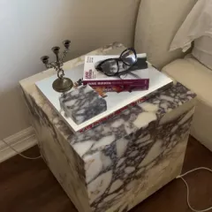 Calacatta Viola Mermer Küp | 40x40x40 cm | Doğal Taş - Mat veya Cilalı Seçenekli