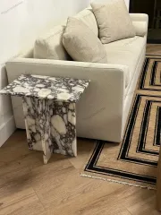 Lüks Calacatta Viola Mermer Yan Sehpa | El Yapımı & Dikdörtgen Model